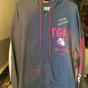 Friday the 13th Jason Voorhees Hoodie - Gray and Pink